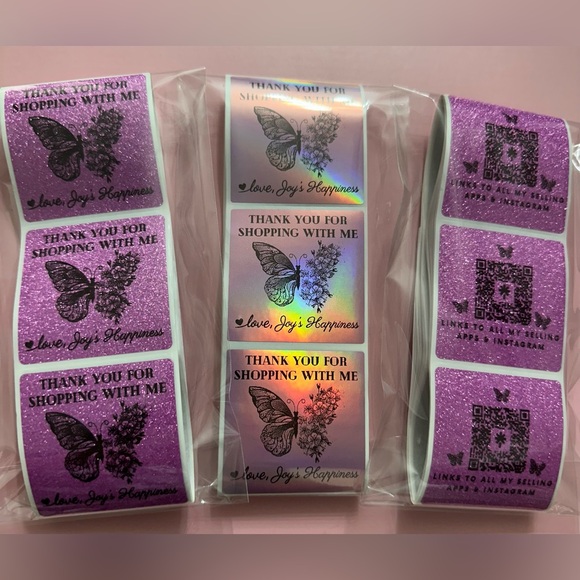 50 ct. Custom 2β Square Thank You, QR Code, FRAGILE Stickers OR LOGO - Picture 4 of 16